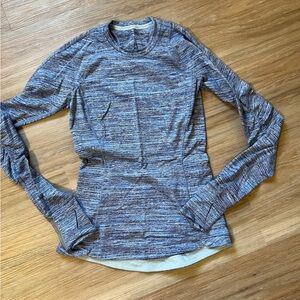 Lululemon Blue Heathered Thick Long Sleeve Shirt Size 4 thumb hole pocket